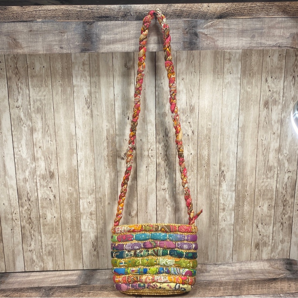 Cappelli Straworld Women’s Straw & Fabric Colorful Bag Crossbody Purse